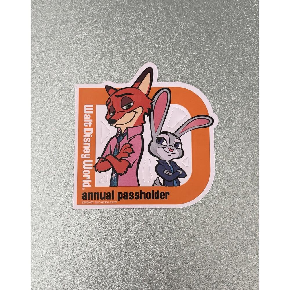 2026 Genuine Disney World Annual Passholder Zootopia Nick & Judy CAR Magnet WDW